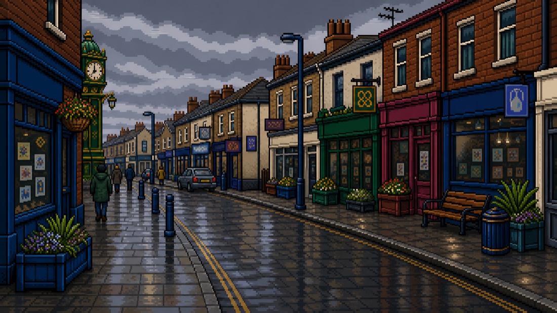 The southern end of the high street